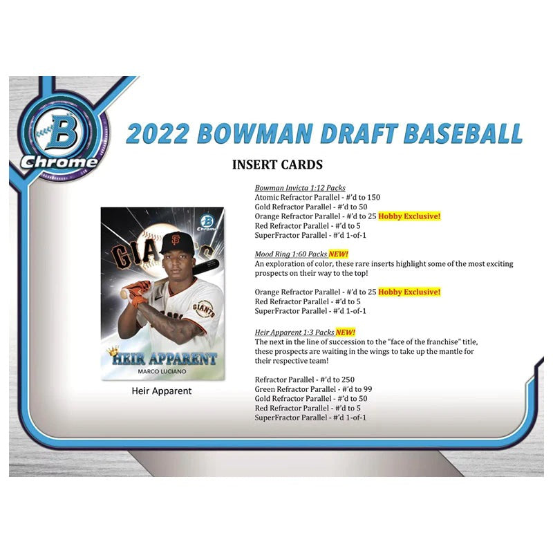 2022 Bowman Draft Baseball Jumbo Hobby Box