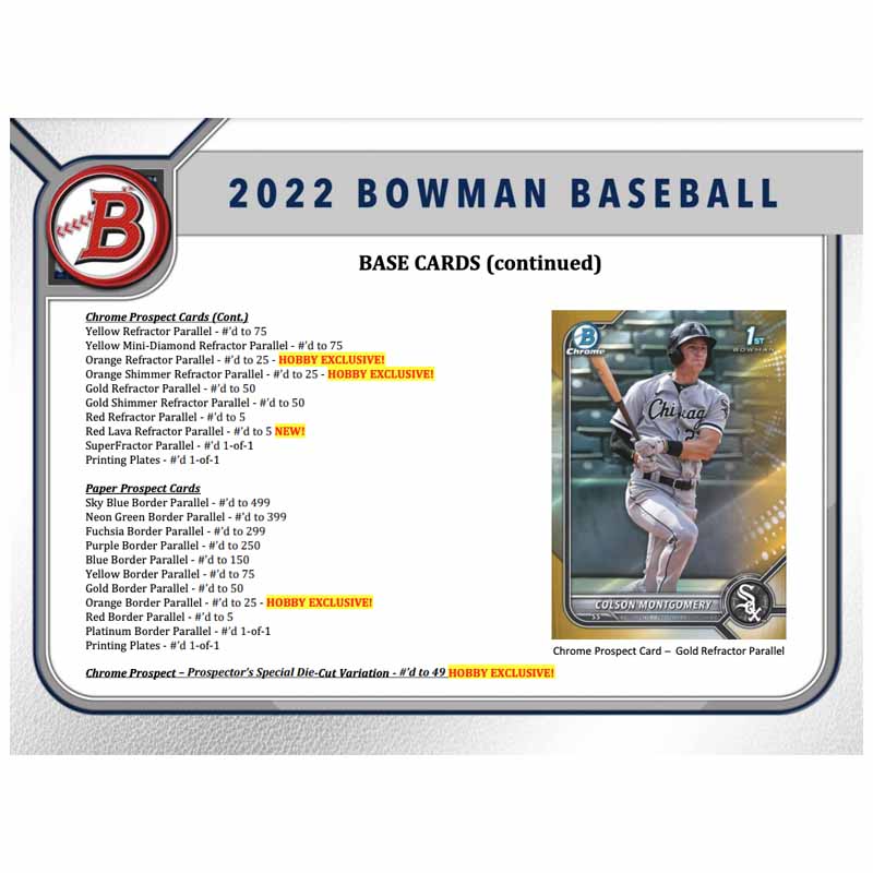 2022 Bowman Baseball Hobby Box