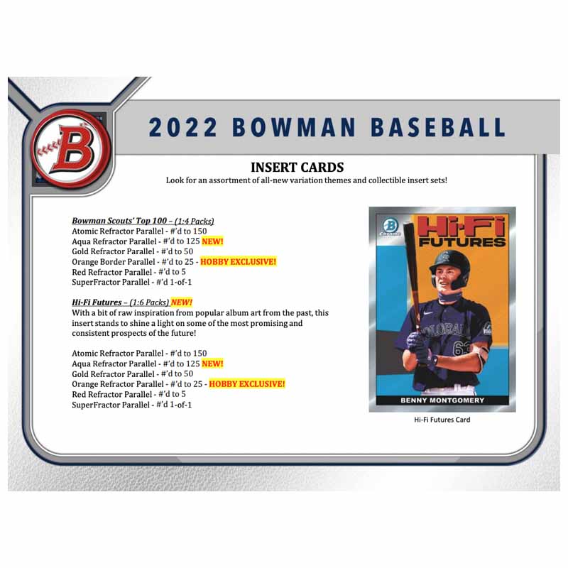 2022 Bowman Baseball Hobby Box