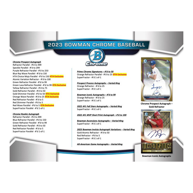 2023 Bowman Chrome Baseball HTA Jumbo Box