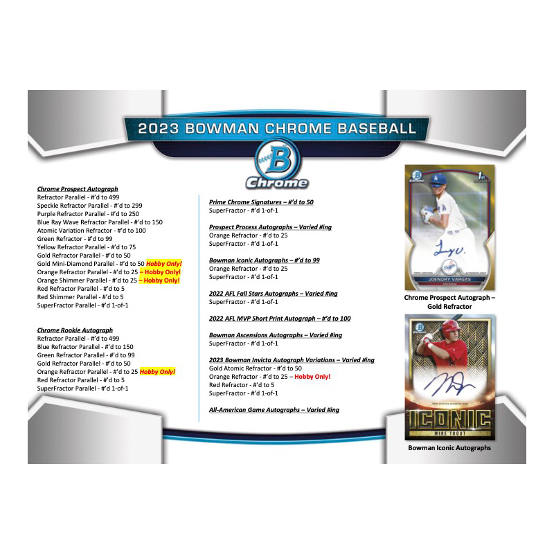 2023 Bowman Chrome Baseball Hobby Box