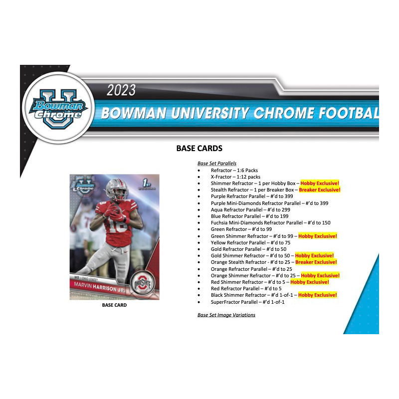 2023 Bowman Chrome University Football Breaker's Delight Box