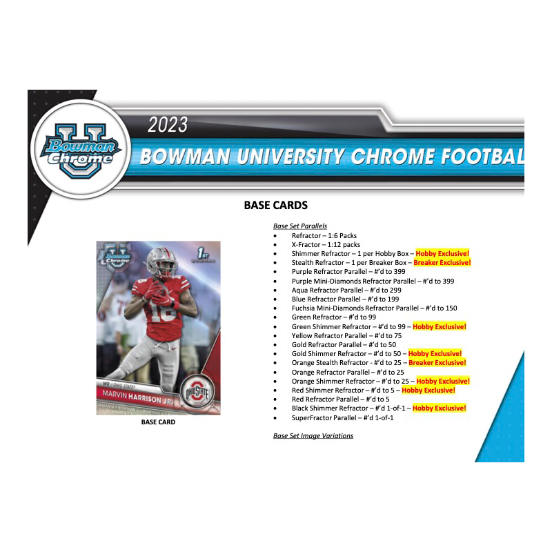 2023 Bowman University Chrome Football Hobby Box