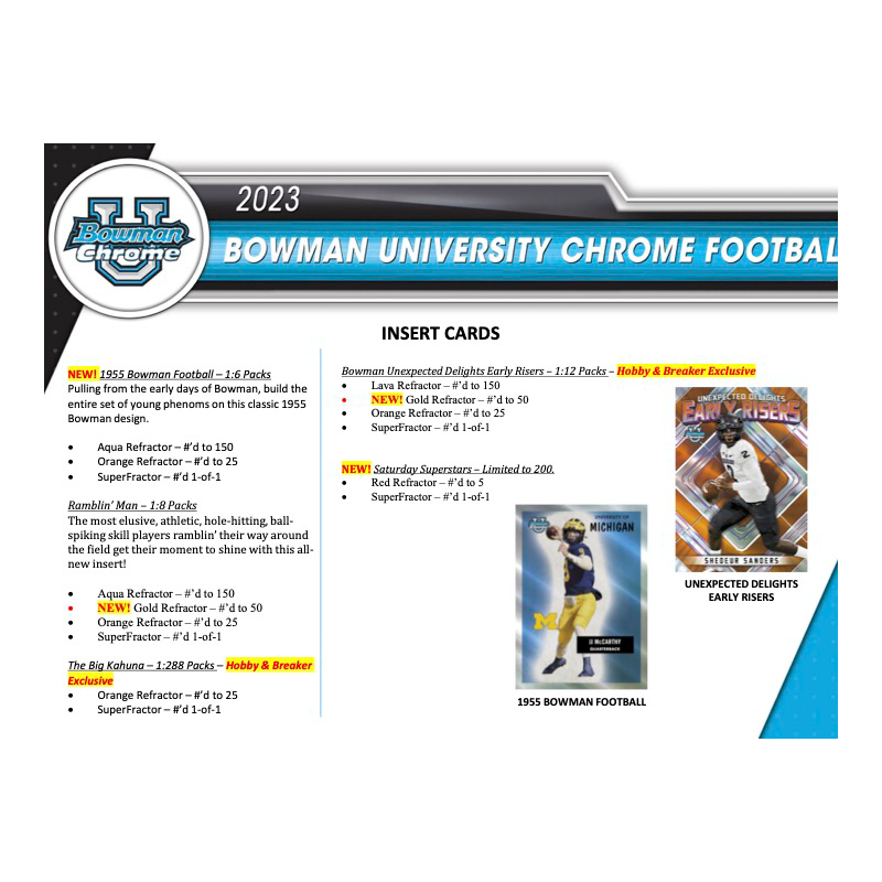 2023 Bowman University Chrome Football Hobby Box