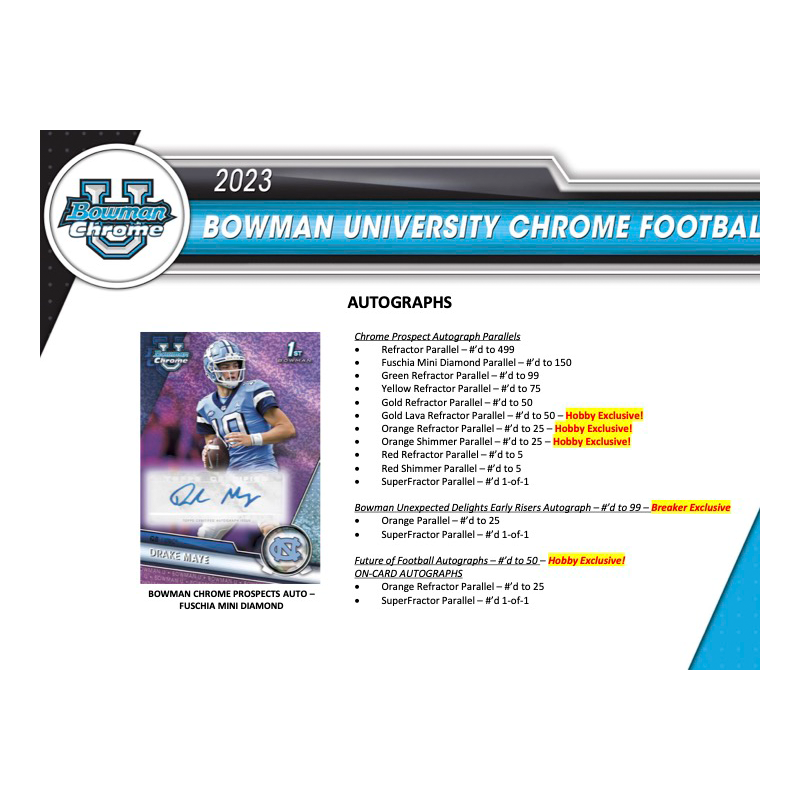 2023 Bowman University Chrome Football Hobby Box