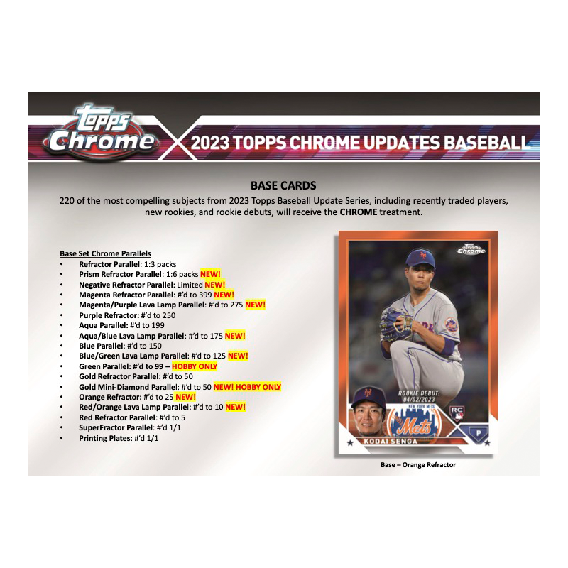 2023 Topps Chrome Update Series Baseball Hobby Box