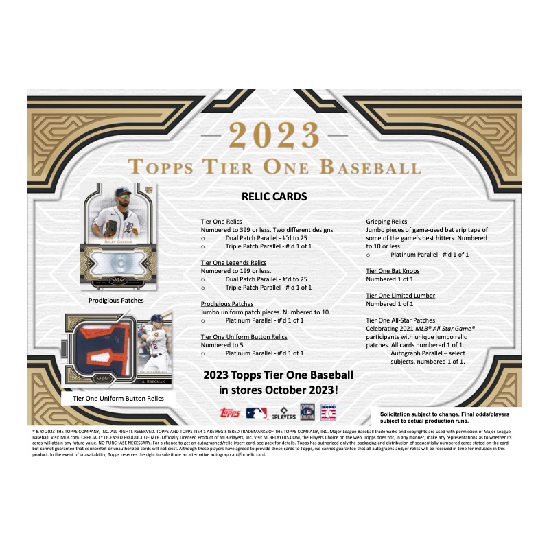 2023 Topps Tier One Baseball Hobby Box