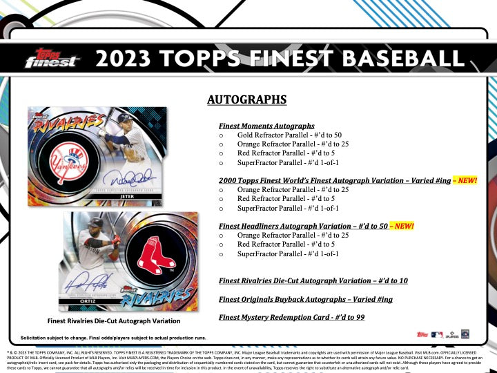 2023 Topps Finest Baseball Hobby 8 Box Case