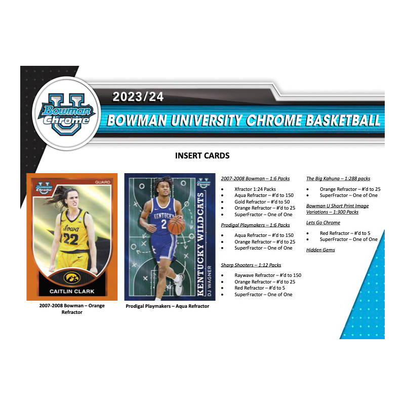 2023/24 Bowman University Chrome Basketball Hobby Box