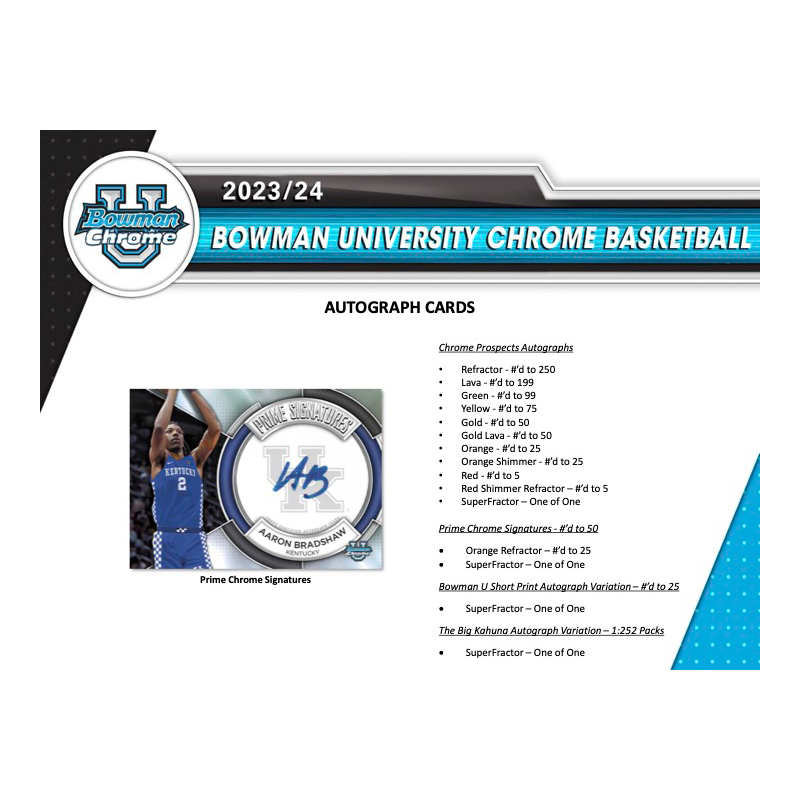 2023/24 Bowman University Chrome Basketball Hobby Box