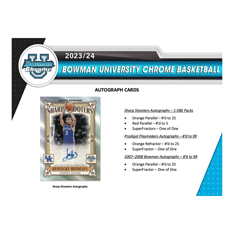 2023/24 Bowman University Chrome Basketball Hobby Box