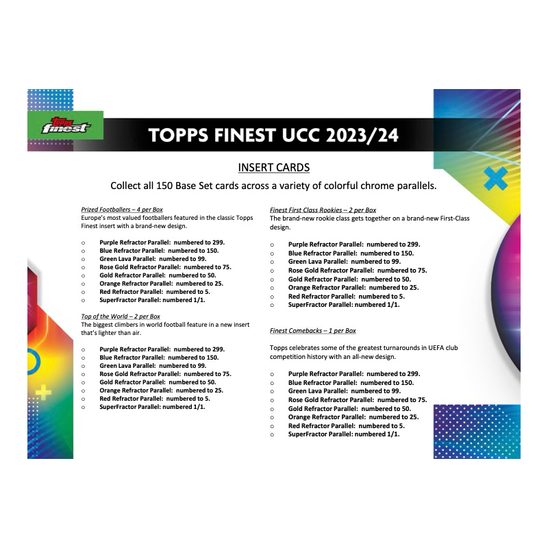 2023/24 Topps Finest UEFA Club Competitions Soccer Hobby 8 Box Case