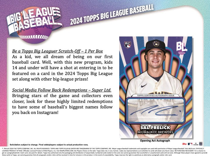 2024 Topps Big League Baseball Hobby Box