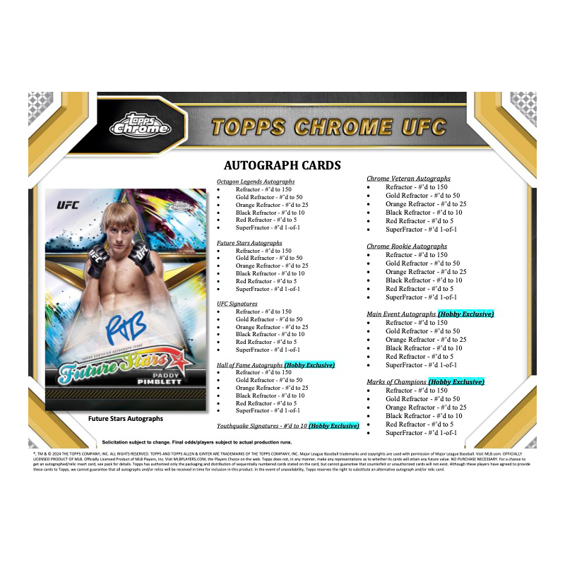 2024 Topps Chrome UFC Hobby Box