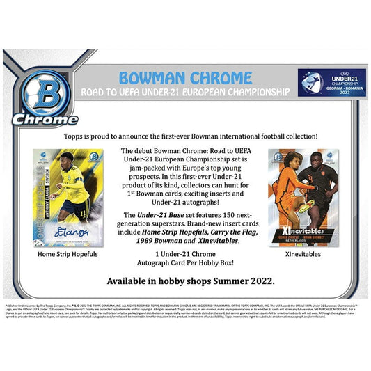 2022 Bowman Chrome Road to UEFA Under 21 European Championship Soccer Hobby 12 Box Case