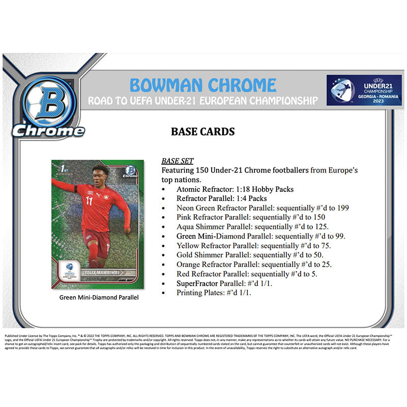 2022 Bowman Chrome Road to UEFA Under 21 European Championship Soccer Hobby 12 Box Case