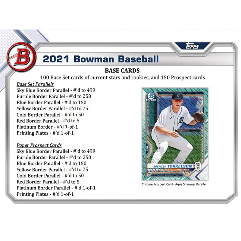 2021 Bowman Baseball Jumbo HTA Hobby 8 Box Case