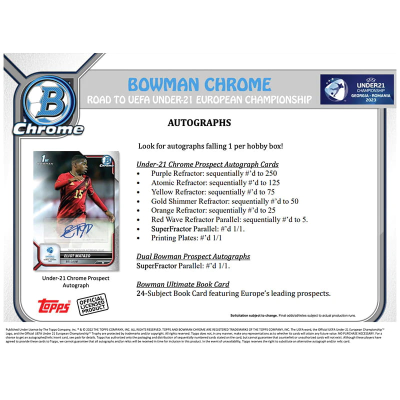 2022 Bowman Chrome Road to UEFA Under 21 European Championship Soccer Hobby Box