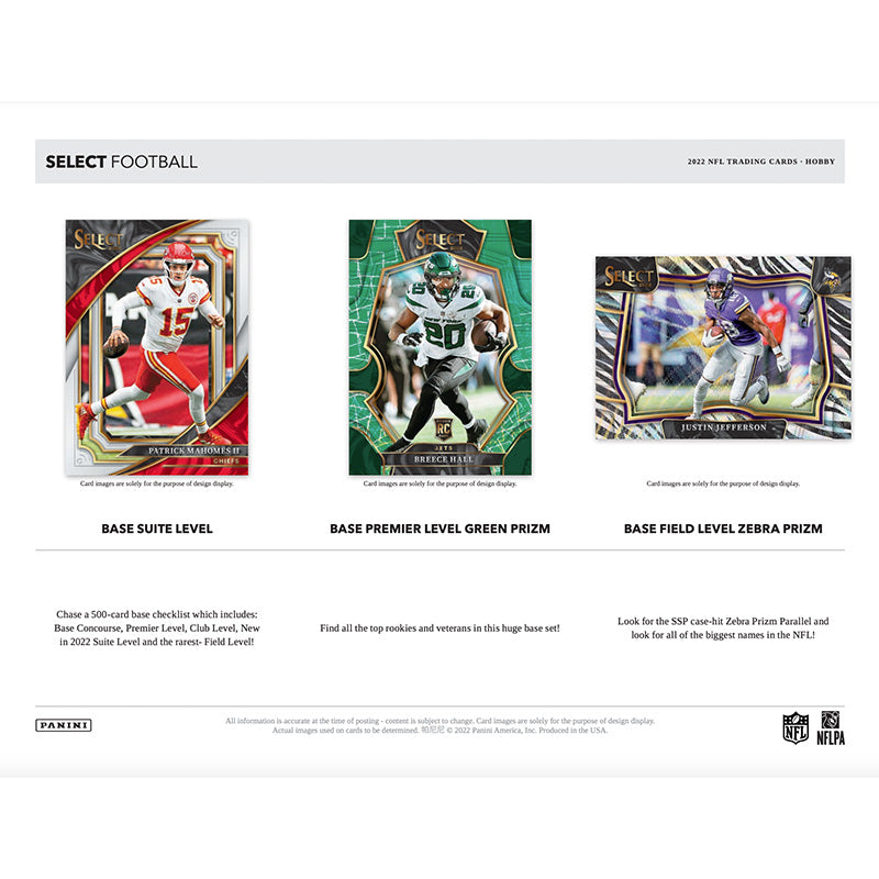 2022 Panini Select Football Hobby 12 Box Case